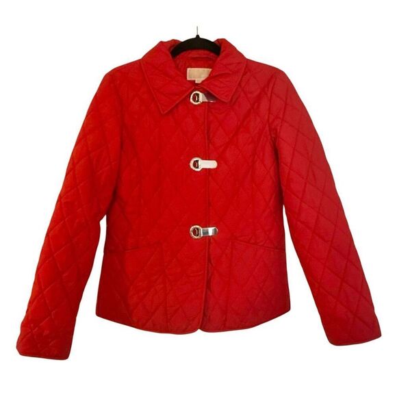 Michael Michael kors red quilted silver clasp jacket size small - Picture 1 of 9